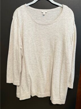 Talbots Light Cream Scoop Neck Three-Quarter Sleeve Knit Top